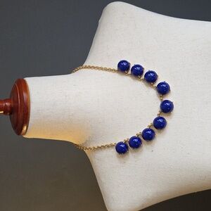 J. Crew Gold Metal and Royal Blue Costume Jewellery Necklace
